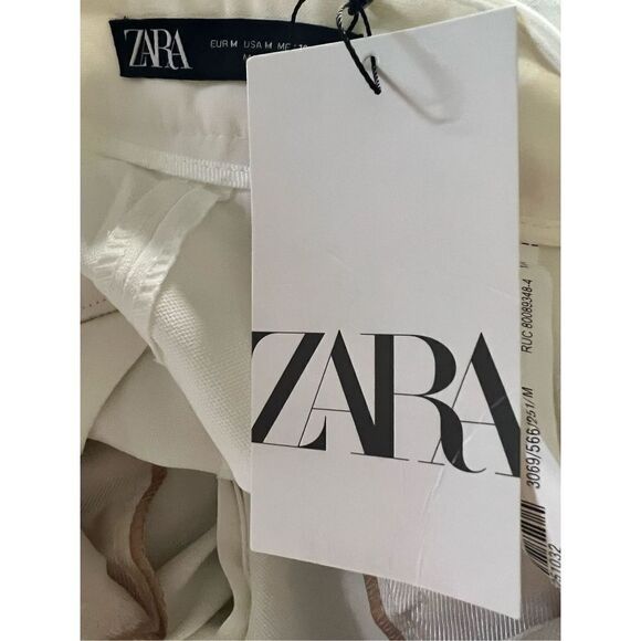 Zara Women's White Dark Oyster Wide-Legged Pants Size Medium NWT - Picture 6 of 6